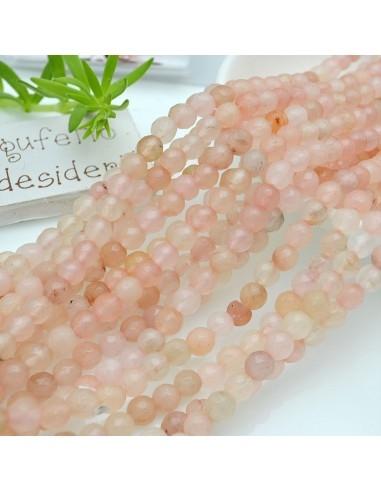 Filo pietre dure agata tonda sfaccettata mix rosa chiaro 6mm 65pz | GDO