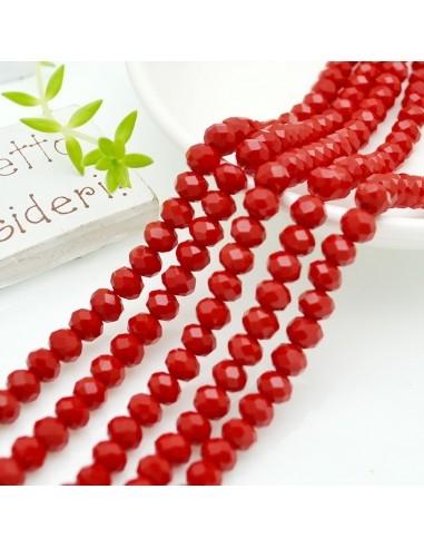Filo di Mezzi Cristalli Rosso Pieno Rondelle Cipollotti 4.5x6mm Sfaccettati Briolette circa 90pz|GDO