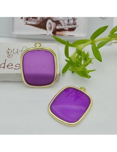Ciondolo piastra in resina vetrificata colore violetto 22x30mm 1pz | GDO