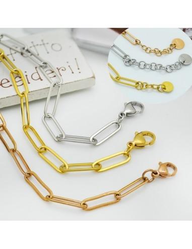 base bracciale Catena rettangolare in acciaio saldata 4.5x14mm Inossidabile finito 18cm|GDO
