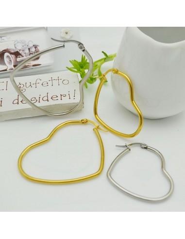 Orecchini a forma di Cuore in Acciaio inox - Due misure e colori | GDO