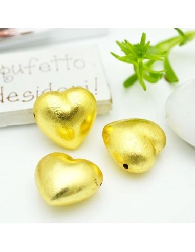 Perla Cuore Satinato 20 mm con Foro Orizzontale 1pz Gioie d'Oriente
