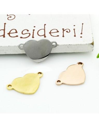 Connettore cuore in acciaio inossidabile 10x16 mm 1pz colori vari Gioie d'Oriente