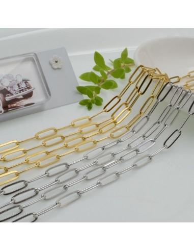 Catena rettangolare con filo piatta liscio e saldato 4x12mm in acciaio 50 cm|GDO