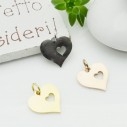 Ciondolo cuore con cuoricino vuoto in acciaio inossidabile 13 mm 1pz colori vari Gioie d'Oriente