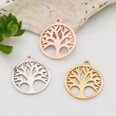 Ciondolo albero della vita in acciaio inossidabile 17x19 mm 1pz colori vari Gioie d'Oriente