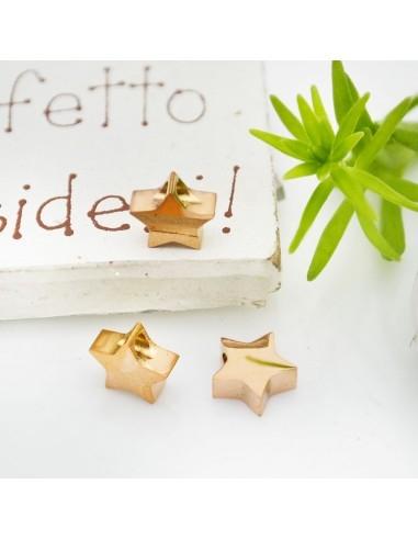 Ciondolo stella piatta in acciaio oro rosa 8 mm 1pz con foro alto Gioie d'Oriente