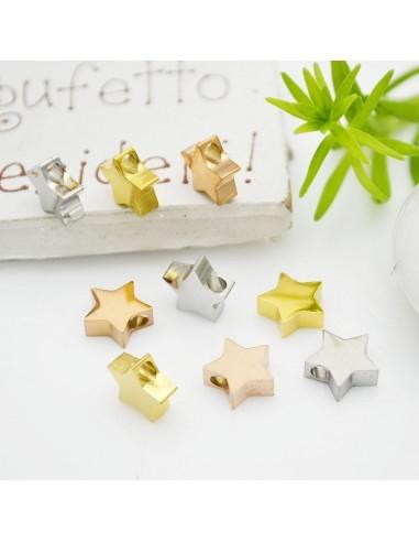 Ciondolo stella piatta in acciaio inossidabile 8 mm 1pz colori vari Gioie d'Oriente
