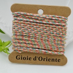 Filo di cotone colorato intrecciato e filo oro cod 22 spessore 2mm 4.5mt | GDO