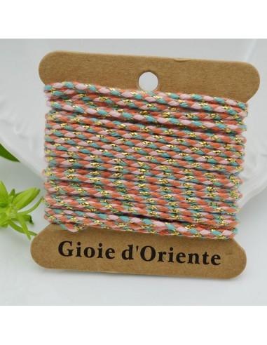 Filo di cotone colorato intrecciato e filo oro cod 22 spessore 2mm 4.5mt | GDO
