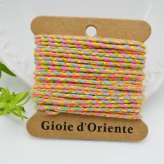 Filo di cotone colorato intrecciato e filo oro cod 23 spessore 2mm 4.5mt | GDO