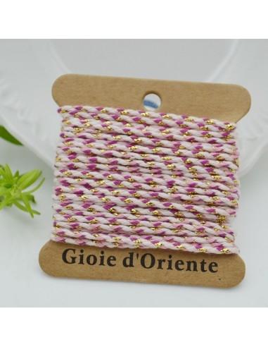 Filo di cotone colorato intrecciato e filo oro cod 27 spessore 2mm 4.5mt | GDO