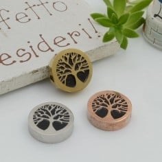 Distanziatore tondo albero della vita in acciaio inossidabile 12 mm 1pz colori vari Gioie d'Oriente