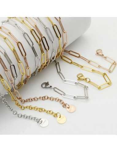 Base Collana Catena Rettangolare Acciaio 4.5x14mm - 80cm|GDO