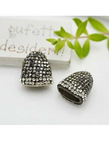 Terminale cono stile marcasite in ottone per nappine multifilo 18mm 1pz Gioie d'Oriente