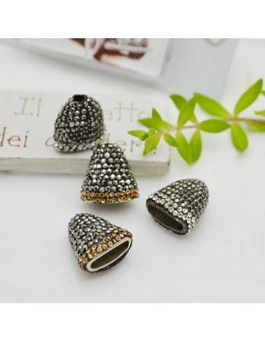 Terminale cono stile marcasite in ottone per nappine multifilo 18mm 1pz Gioie d'Oriente