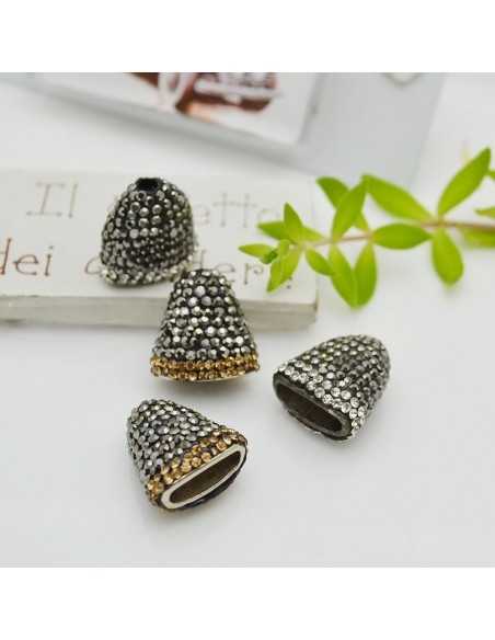 Terminale cono stile marcasite in ottone per nappine multifilo 18mm 1pz Gioie d'Oriente