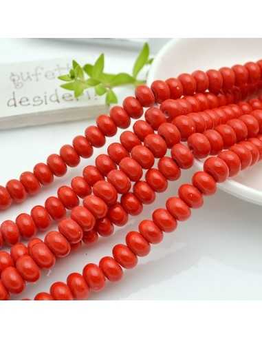 Filo perle rondella in ceramica colore rosso chiaro 9x6mm 40pz | GDO
