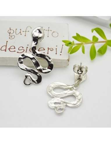 Base orecchini in zama argentata a forma di serpente 35x21mm 1 paio | GDO