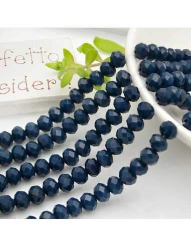 Filo di mezzi cristalli a forma di rondelle 4x6mm Blu note cipollotti sfaccettati 40cm circa 84pz|GDO