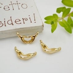 Connettore mano cuore in ottone oro 18K 10 x 19 mm 1pz Gioie d'Oriente