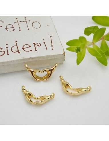 Connettore mano cuore in ottone oro 18K 10 x 19 mm 1pz Gioie d'Oriente
