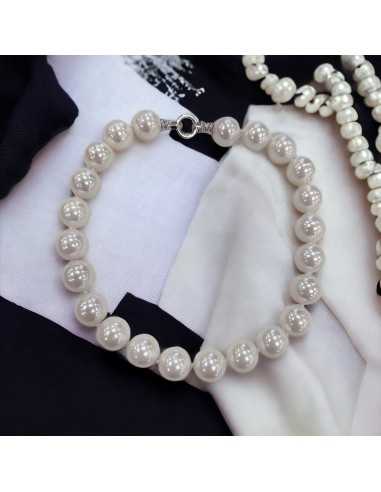 Collana di Perle Bianche 18 mm - Montaggio con Nodo |GDO