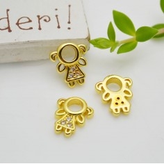 Ciondolo da incollare bimba ottone oro con strass 9,5x11mm 1pz Gioie d'Oriente