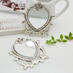 Ciondolo cuore fantasia con specchio argento 59 x 65 mm 1pz Gioie d'Oriente
