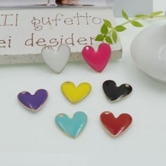 Ciondolo a forma di cuore smaltato in ottone 10mm / 12mm 2pz Gioie d'Oriente