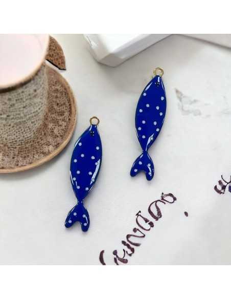 Ciondoli pesce a pois in acciaio base oro, misura 10,5x40 mm, vari colori 1pz|GDO