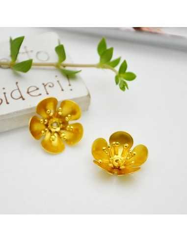 Bocciolo fiore di loto in ottone oro 16mm 1pz Gioie d'Oriente