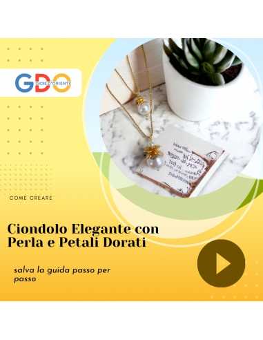 Ciondolo Elegante con Perla e Petali Dorati