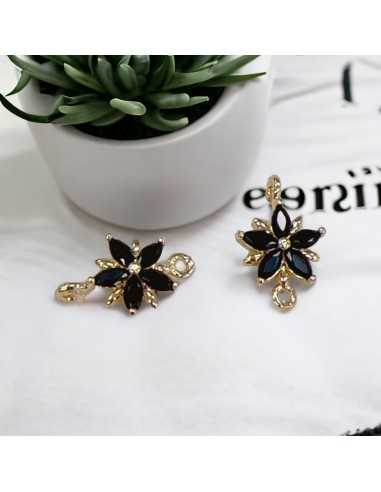 Connettore fiore 5 petali in ottone con zirconi colorati 18 x 11 mm 1pz Gioie d'Oriente