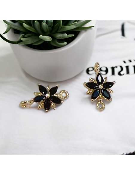 Connettore fiore 5 petali in ottone con zirconi colorati 18 x 11 mm 1pz Gioie d'Oriente