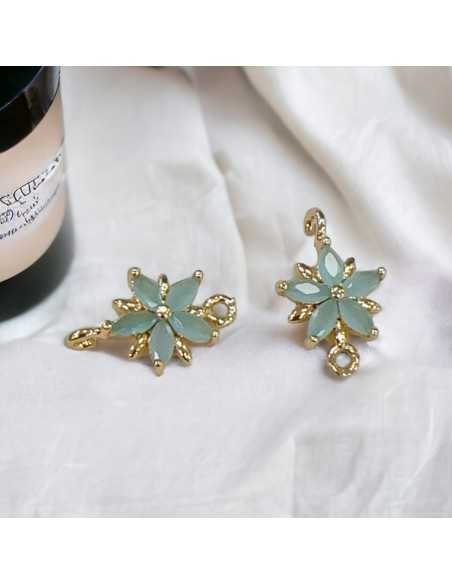 Connettore fiore 5 petali in ottone con zirconi colorati 18 x 11 mm 1pz Gioie d'Oriente