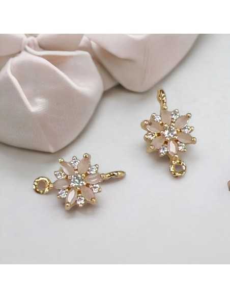 Connettore fiore in ottone con zirconi e strass bianchi 18 x 10 mm 1pz Gioie d'Oriente