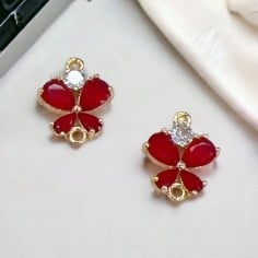 Connettore farfalla in ottone con zirconi colorati 14 x 17 mm 1pz Gioie d'Oriente 2