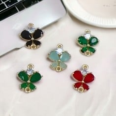 Connettore farfalla in ottone con zirconi colorati 14 x 17 mm 1pz Gioie d'Oriente