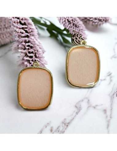 Ciondolo piastra in resina vetrificata colore rosa 22x30mm 1pz | GDO