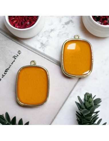 Ciondolo piastra in resina vetrificata colore arancione 22x30mm 1pz | GDO