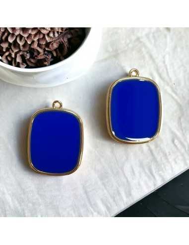 Ciondolo piastra in resina vetrificata colore bluette pieno 22x30mm 1pz | GDO