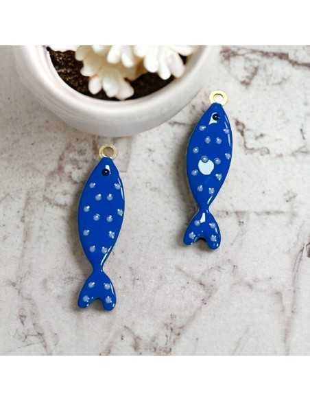 Ciondoli pesce a pois in acciaio base oro, misura 10,5x40 mm, vari colori 1pz|GDO
