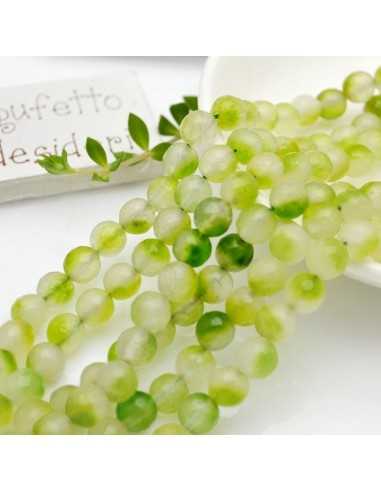 Filo pietre dure agata tonda sfaccettata colore verde lime sfumato 8mm 48pz | GDO