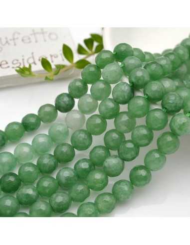Filo pietre dure agata tonda sfaccettata colore verde sfumato 8mm 48pz | GDO
