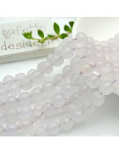 Filo pietre dure agata tonda sfaccettata colore bianco ghiaccio 8mm 48pz | GDO