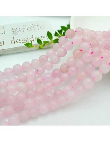 Filo pietre dure agata tonda sfaccettata colore rosa chiaro 8mm 48pz | GDO