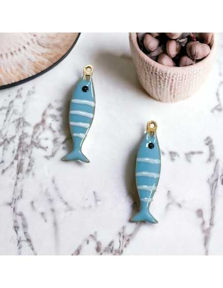 Ciondolo pesce a righe in acciaio oro 6.5x20 mm vari colori 1pz|GDO