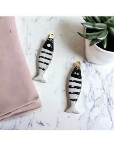 Ciondolo pesce a righe in acciaio oro 6.5x20 mm vari colori 1pz|GDO