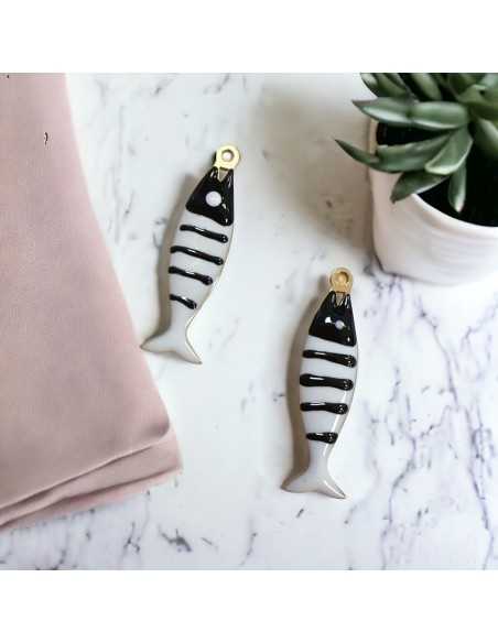 Ciondolo pesce a righe in acciaio oro 6.5x20 mm vari colori 1pz|GDO